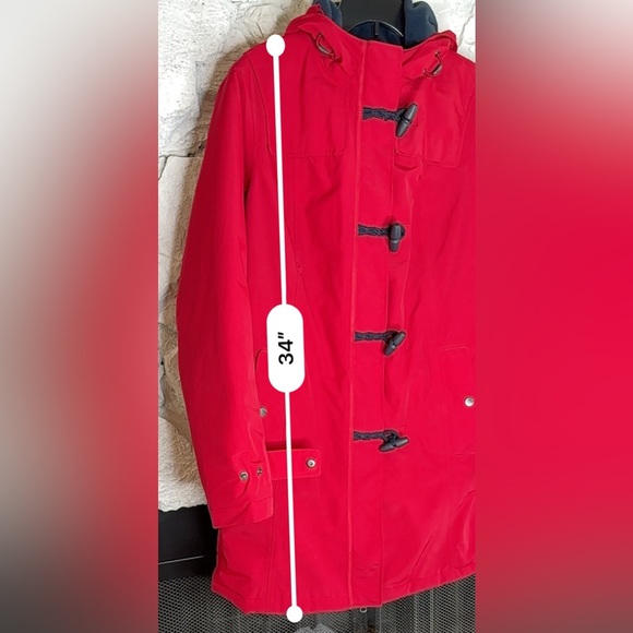 Land’s End | Women’s Red Mid-Length Fleece Lined Jacket w/Toggle Buttons, Size L - Picture 13 of 16